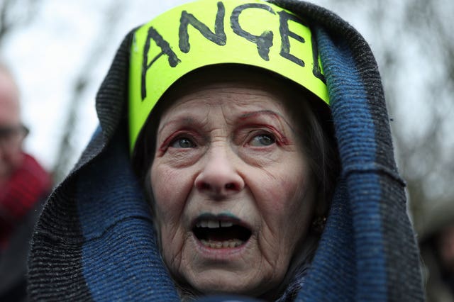 Vivienne Westwood protests outside court