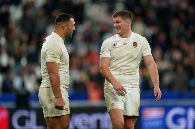 Ellis Genge, left, is a contender to replace Owen Farrell, right, as England captain for the Six Nations
