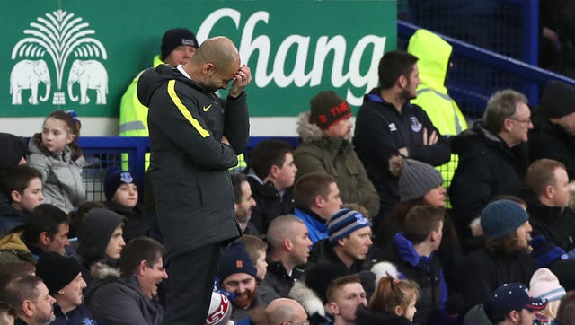 Pep Guardiola saw his side hammered 4-0 by Everton at Goodison Park in 2017