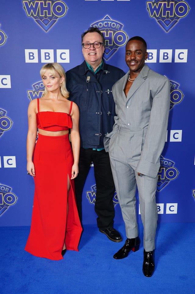 Millie Gibson, Russell T Davies and Ncuti Gatwa