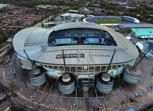 A view outside Manchester City's Etihad Stadium
