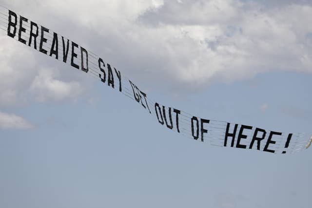 Bereaved Families for Justice flew a banner over the I’m A Celebrity…Get Me Out Of Here! Australian camp with a message for former health secretary Matt Hancock