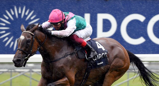 Frankie Dettori winning the King George VI and Queen Elizabeth Stakes aboard Enable 