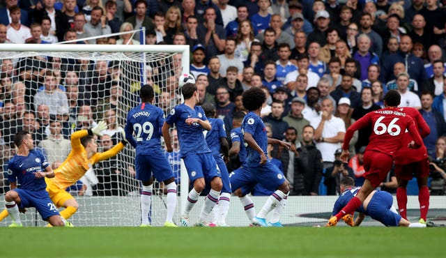 Trent Alexander-Arnold opened the scoring for Liverpool from a free-kick 