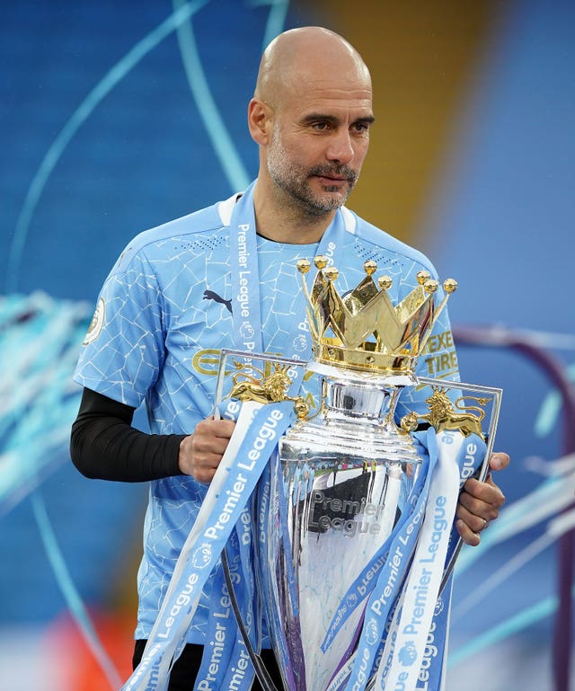 Guardiola is hoping to win the Premier League trophy for a fourth time this year