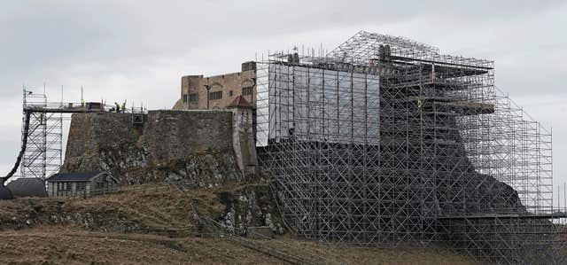 Scaffolding has surrounded Lindisfarne Castle during the work on Holy Island (Owen Humphreys/PA)