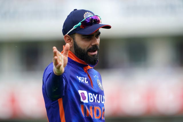 Virat Kohli points while fielding during an ODI against England at Lord's.