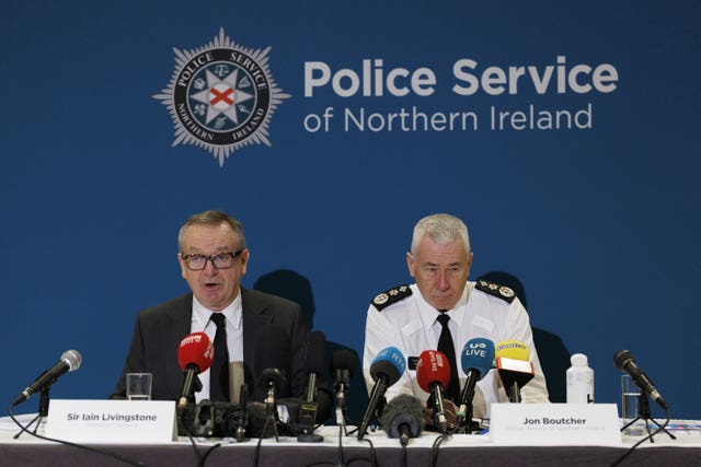 Kenova chief Sir Iain Livingstone (left) and Police Service of Northern Ireland (PSNI) Chief Constable Jon Boutcher speaking to the media in December 2025 following the publication of the final Kenova report by the PSNI into Stakeknife, the British Army&rsquo;s top agent inside the IRA in Northern Ireland during the Troubles