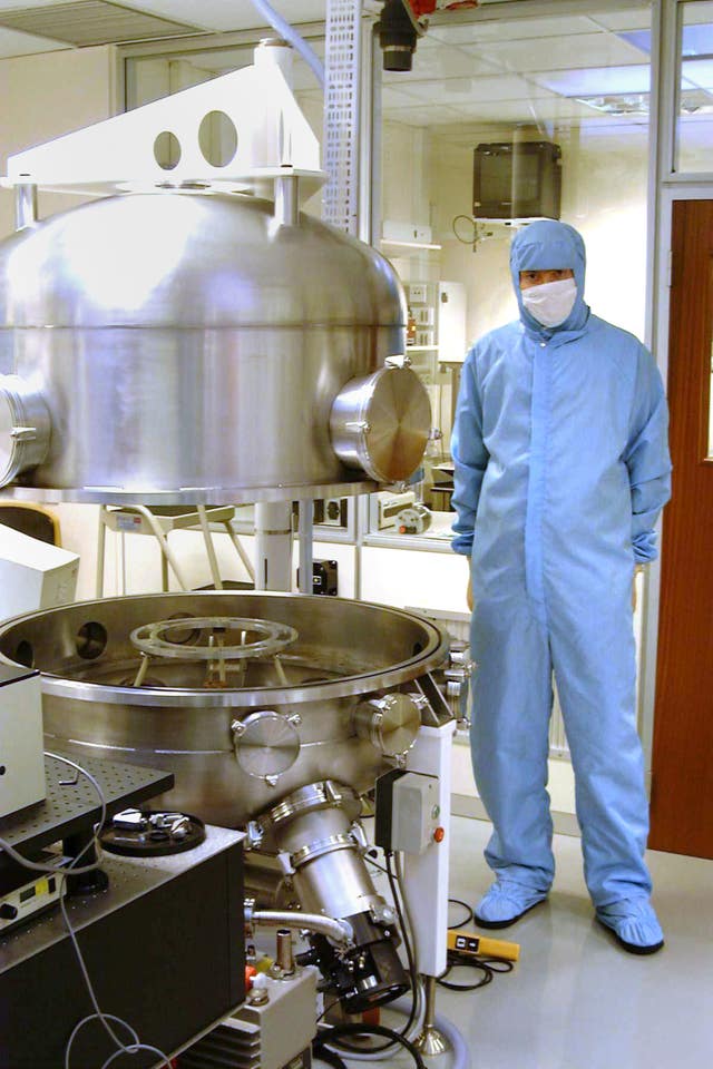 Professor Neil Bowles beside the lander