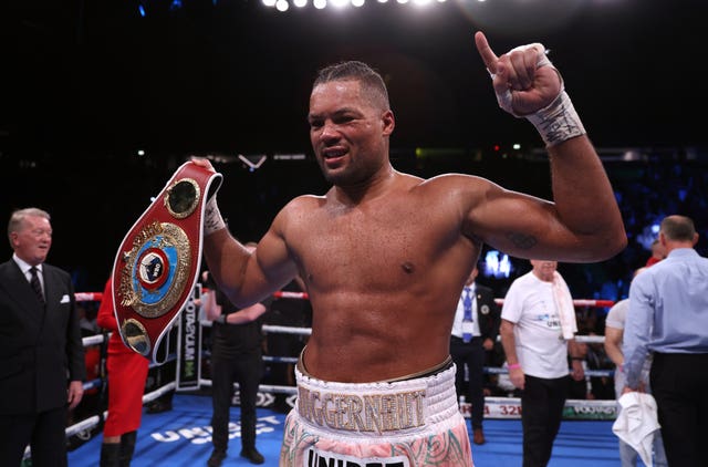 Joe Joyce celebrates victory over Joseph Parker