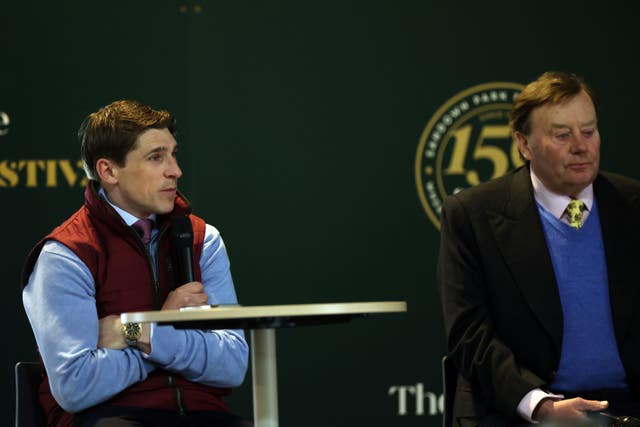 Harry Skelton and Nicky Henderson at Sandown