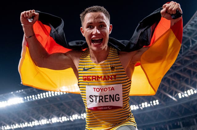 Germany's Felix Streng celebrates becoming Paralympic champion in Tokyo