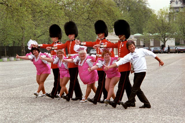 Lionel Blair and the Roly Polys teaching the Coldstream Guards how to tap dance