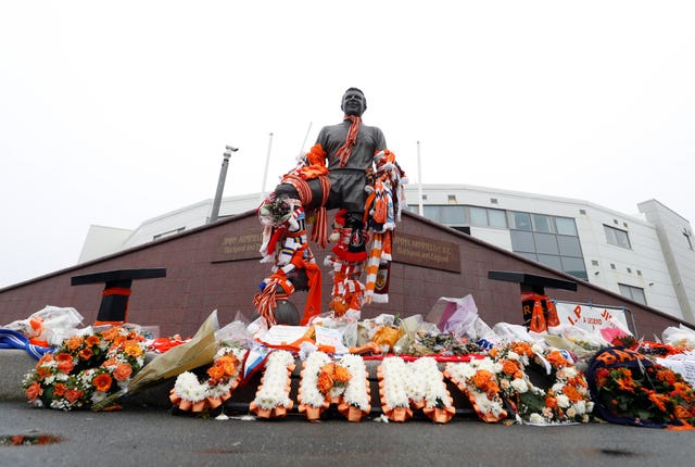 Tributes were left at the Jimmy Armfield statue