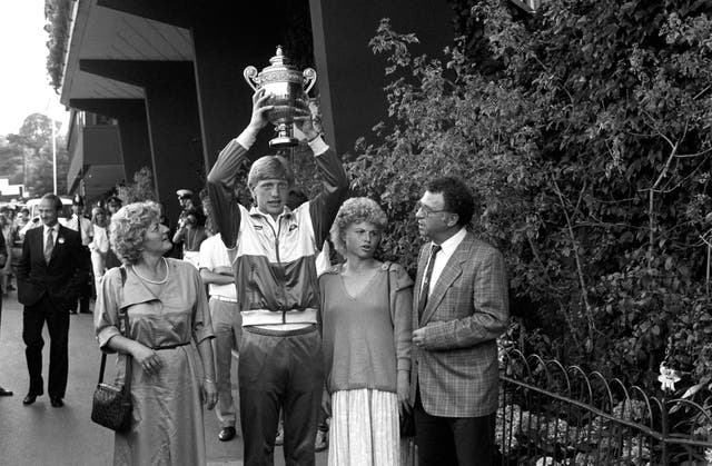 Boris Becker with his family after winning the men's singles title at Wimbledon aged 17 in 1985