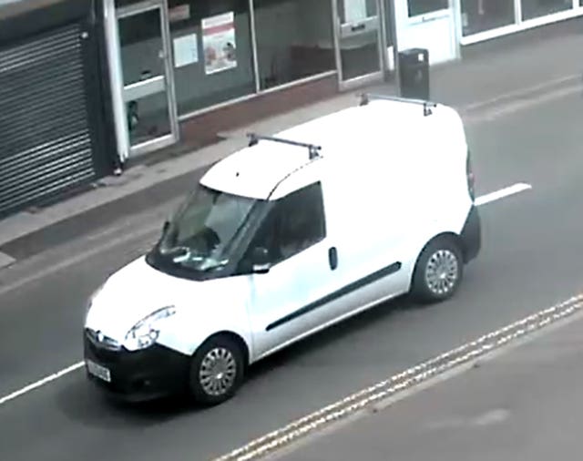 Stirling's white van, pictured the day after the killing