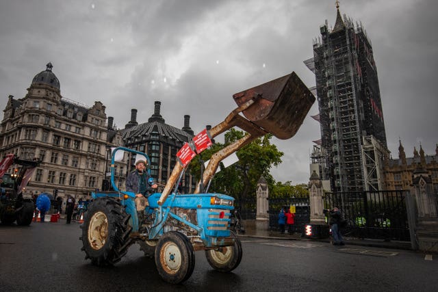 Farmers in tractors take part in a protest over food and farming standards, organised by Save British Farming, at Westminster, London 