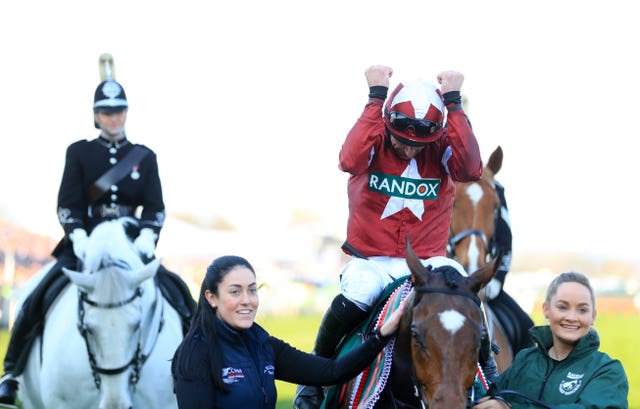 Davy Russell celebrates National glory with Tiger Roll