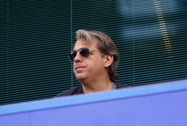 Prospective Chelsea owner Todd Boehly (right) watched from the stands