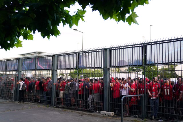 Fans were locked out of the stadium and then tear-gassed after serious congestion problems developed (Adam Davy/PA).