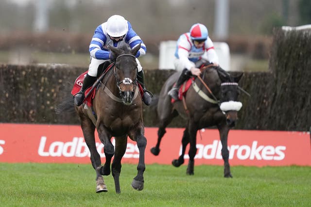 Bryony Frost riding Frodon (left) clear the last to win the King George VI Chase at Kempton in 2020