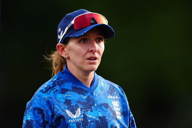 England seamer Kate Cross looks on in the field during an ODI against the West Indies.