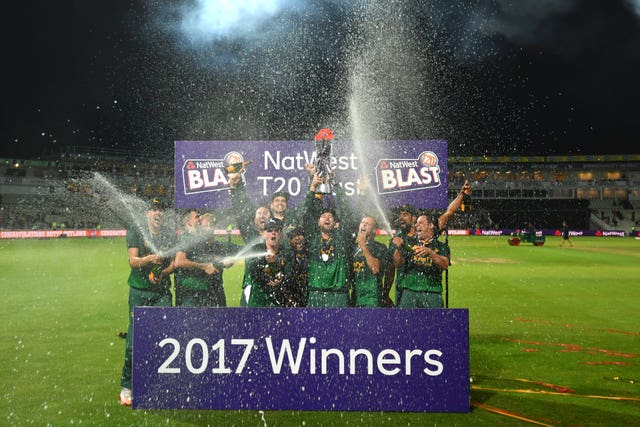 Notts celebrate winning the NatWest T20 Blast, but Moxon is worried by the attention on the shortest format (Anthony Devlin/PA)