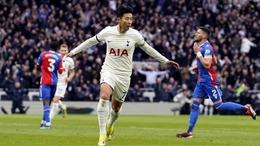 Son Heung-min celebrates scoring to make it 3-1 for Tottenham against Crystal Palace (Andrew Matthews/PA)