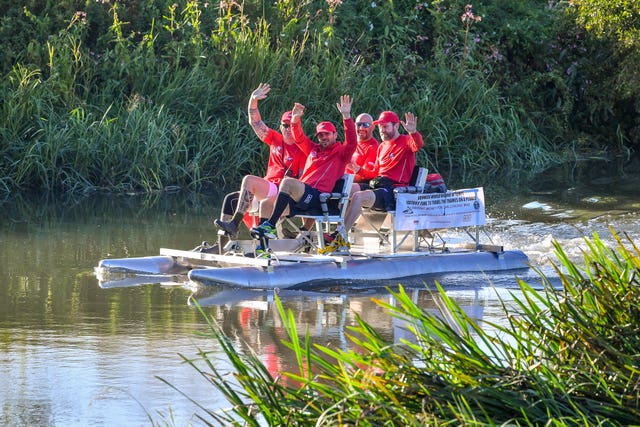 The team set off on Wednesday morning aiming to break the current Guinness World Record of four days, 12 hours, 49 minutes and 17 seconds (Ben Birchall/PA).