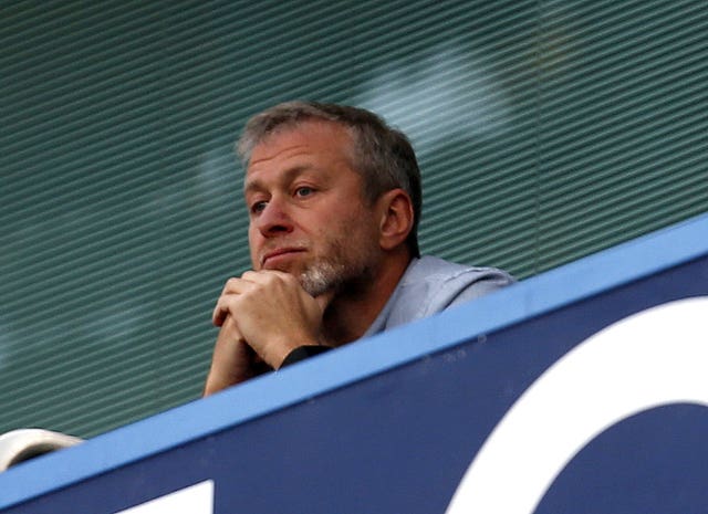 Roman Abramovich pictured in the directors' box at Chelsea