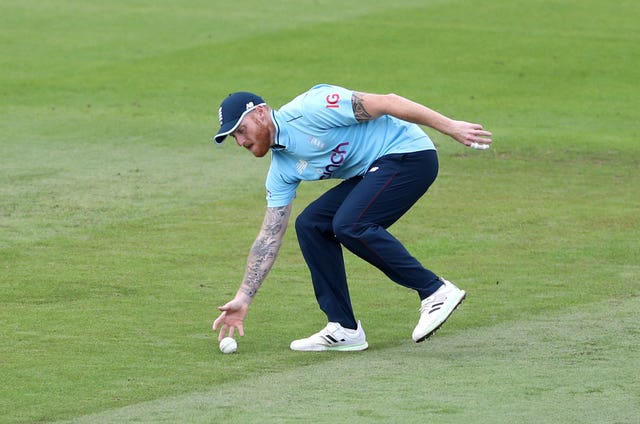 England's Ben Stokes claims the ball