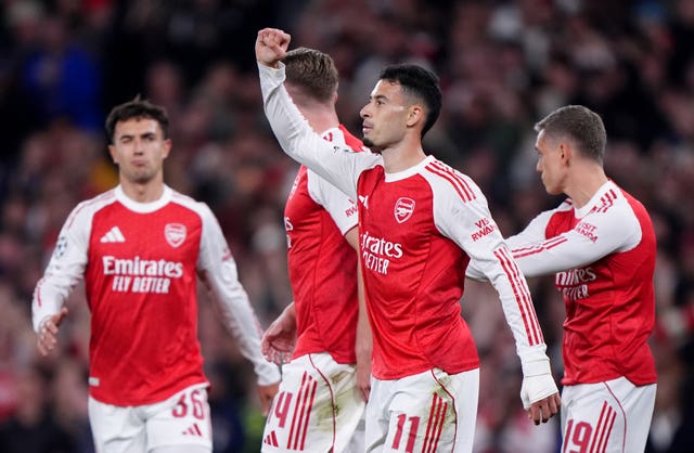 Gabriel Martinelli celebrates