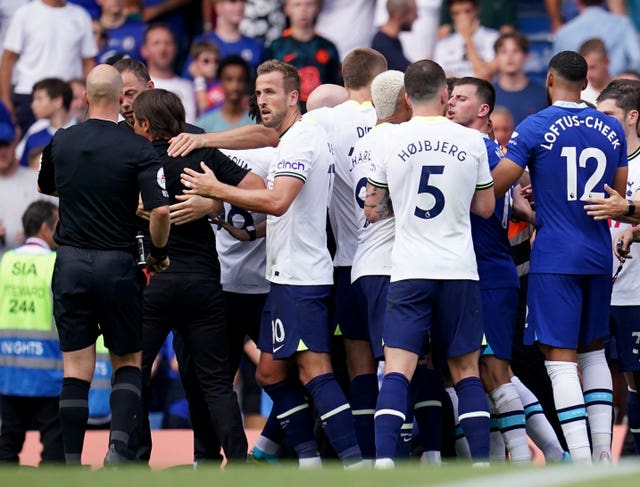 Tottenham boss Antonio Conte after being sent off by referee Anthony Taylor