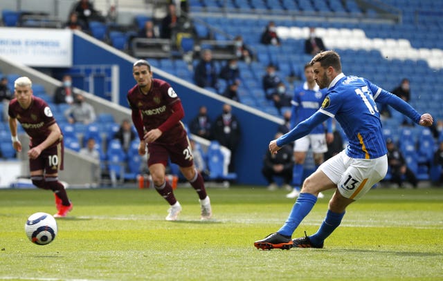 Pascal Gross fires Brighton ahead from the penalty spot 