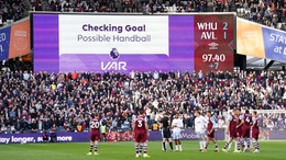A VAR check for handball went in Aston Villa’s favour (Mike Egerton/PA)