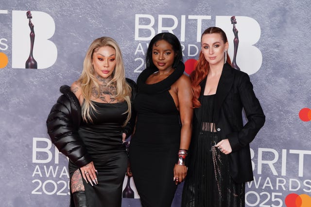 Mutya Buena, Keisha Buchanan and Siobhan Donaghy of the Sugababes at the Brit Awards 2025