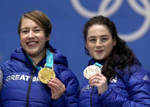 Lizzy Yarnold, left, and Laura Deas won skeleton medals at the Pyeongchang 2018 Winter Olympics