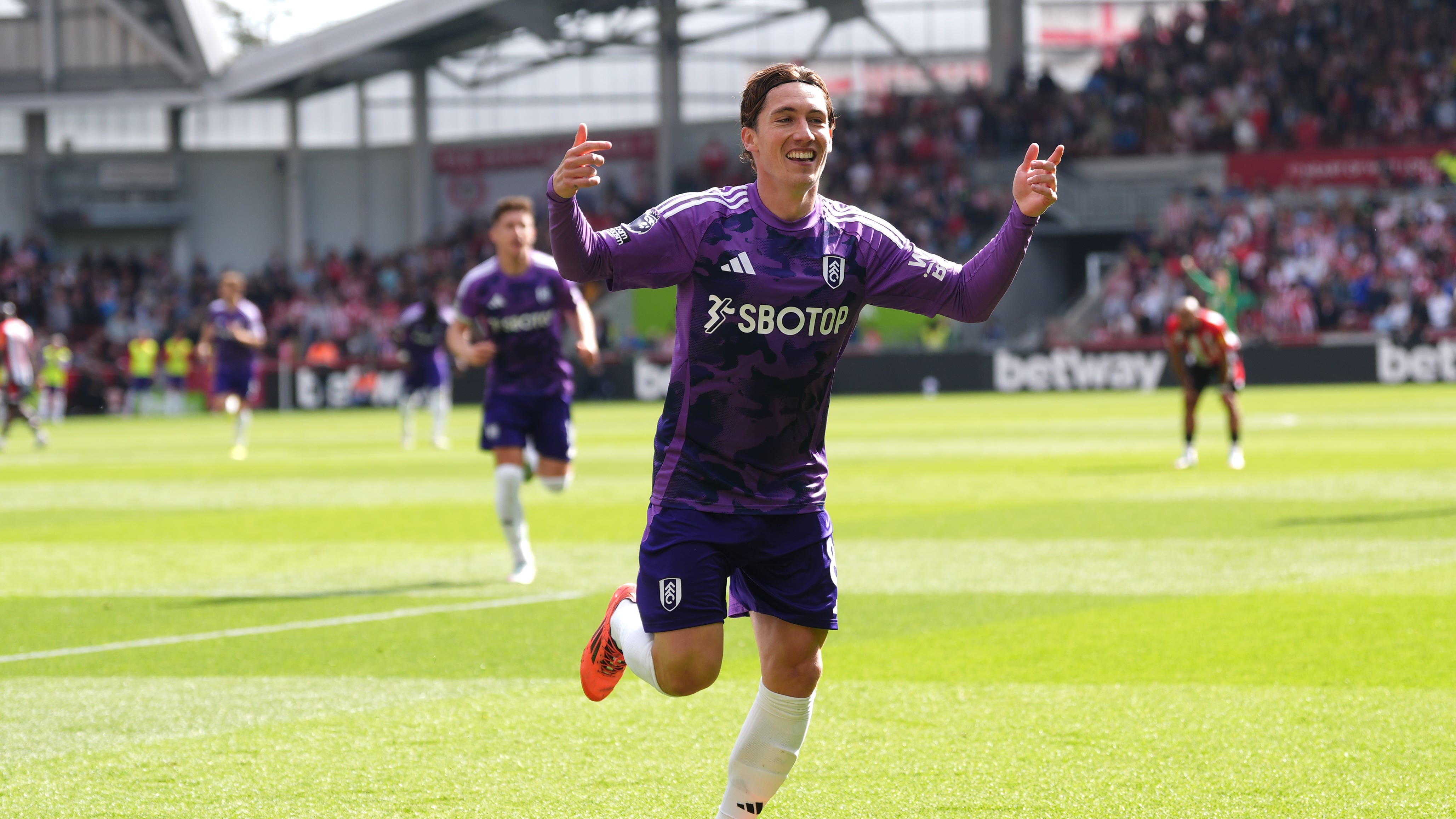 Fulham’s Harry Wilson celebrates scoring the winner (Bradley Collyer/PA)