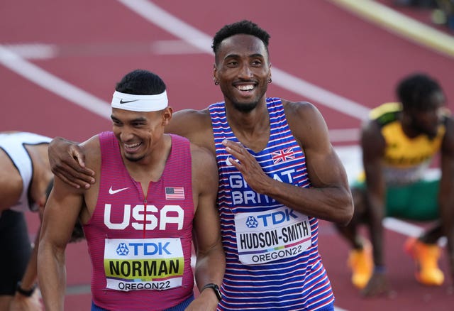 Great Britain’s Matthew Hudson-Smith (right) and USA's Michael Norman during the Men's 400m Semi-Final on day six of the World Athletics Championships at Hayward Field, University of Oregon in the United States of America. Picture date: Wednesday July 20, 2022