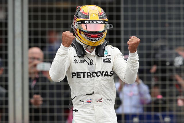 Lewis Hamilton celebrates pole position at the 2017 British Grand Prix