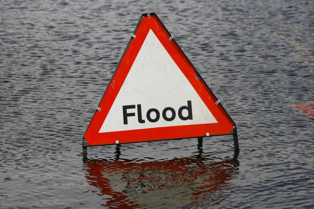 A flood warning sign