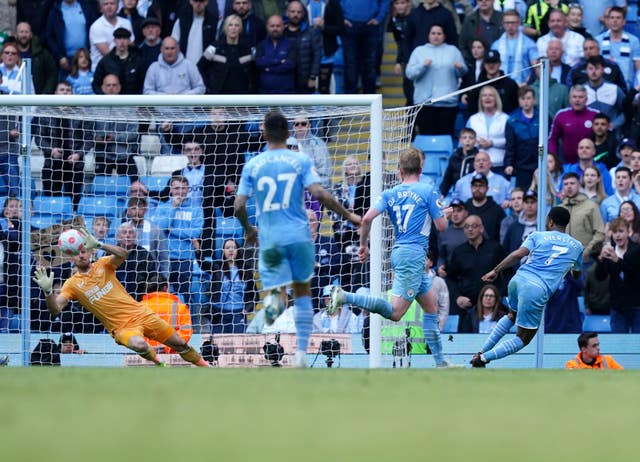 Raheem Sterling (right) scored twice as City bounced back from defeat Real Madrid