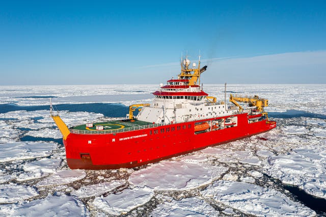RRS Sir David Attenborough during ice trials during its maiden voyage to Antarctica