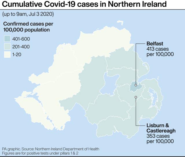 Cumulative Covid-19 cases in Northern Ireland