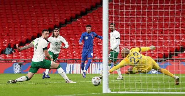 Jadon Sancho scored the pick of the goals as England eased to victory over the Republic of Ireland.