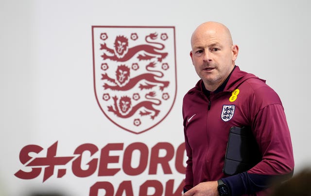 England Under-21 head coach Lee Carsley arriving for a press conference at St George’s Park