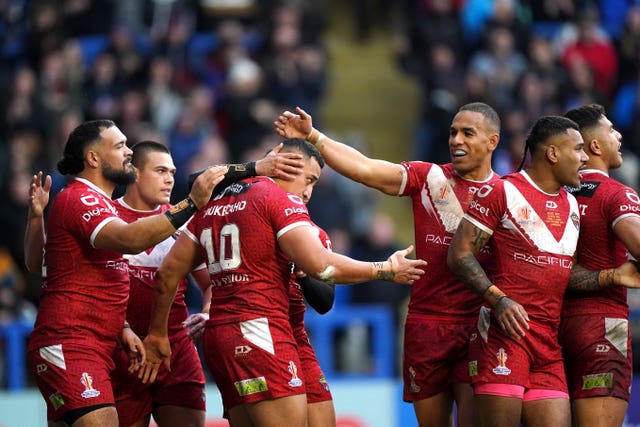 Tonga reached the World Cup quarter-finals last November (Tim Goode/PA)