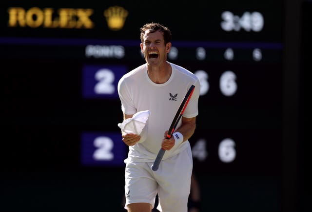 Andy Murray during his match against Stefanos Tsitsipas at Wimbledon 