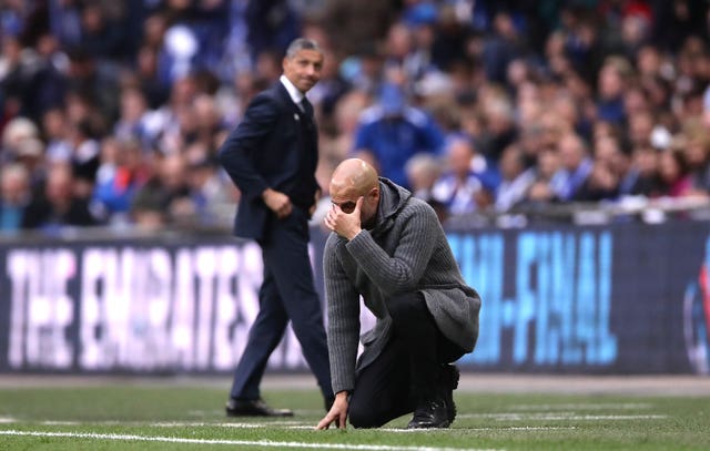 Manchester City manager Pep Guardiola cut a frustrated figure on the touchline