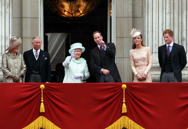The royal family - without the Duke of Edinburgh - at Buckingham Palace during the Diamond Jubilee celebrations
